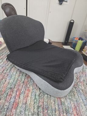 Ergonomic Black and Gray Memory Foam Seat Cushion - Brand Not Visible